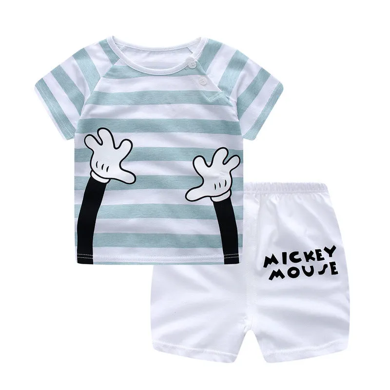 New baby suit cotton children's clothes summer boy two-piece suit