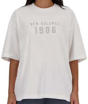 New Balance Womens Iconic Collegiate Jersey Oversized T-Shirt White