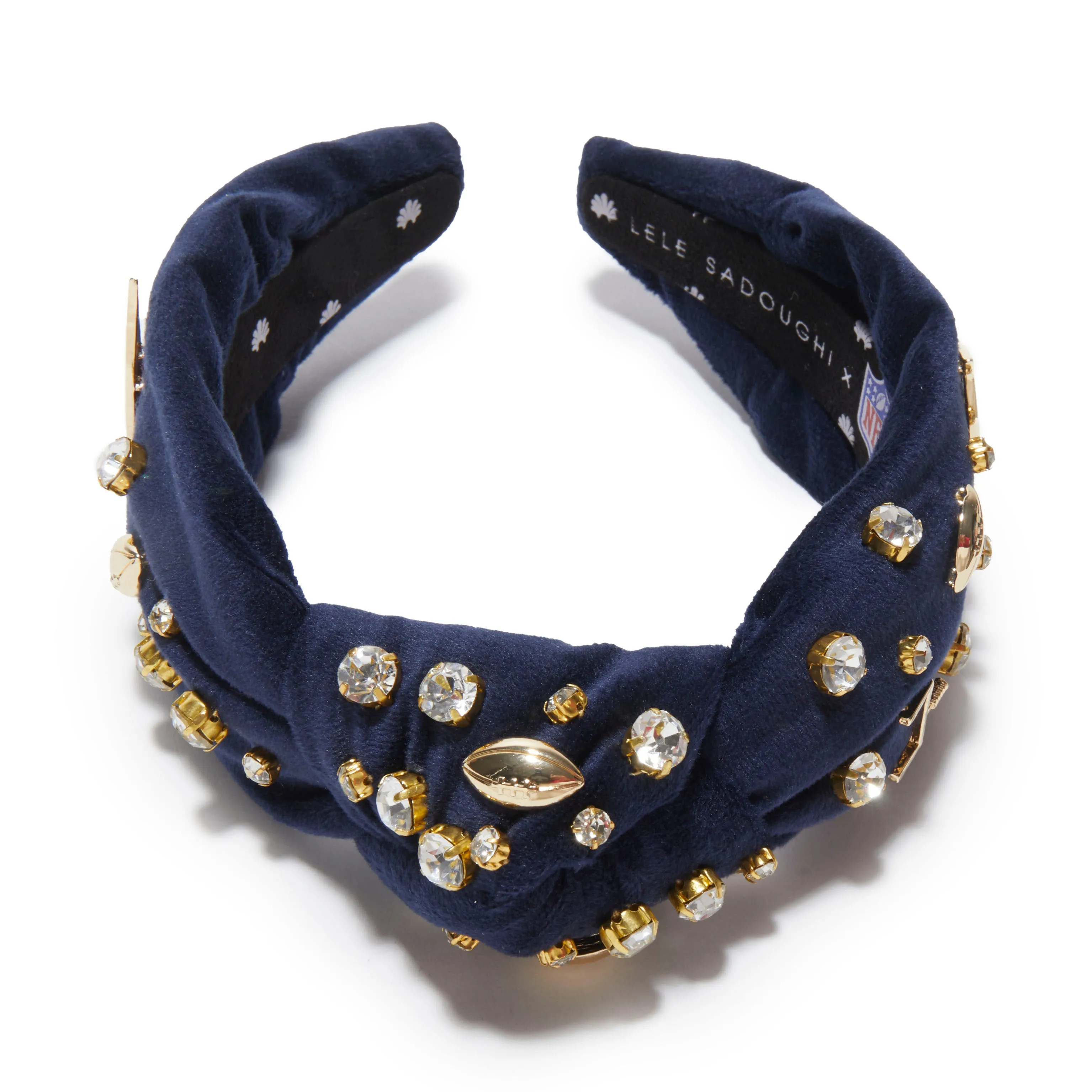 NEW ENGLAND PATRIOTS LELE SADOUGHI X NFL NAVY EMBELLISHED KNOTTED HEADBAND