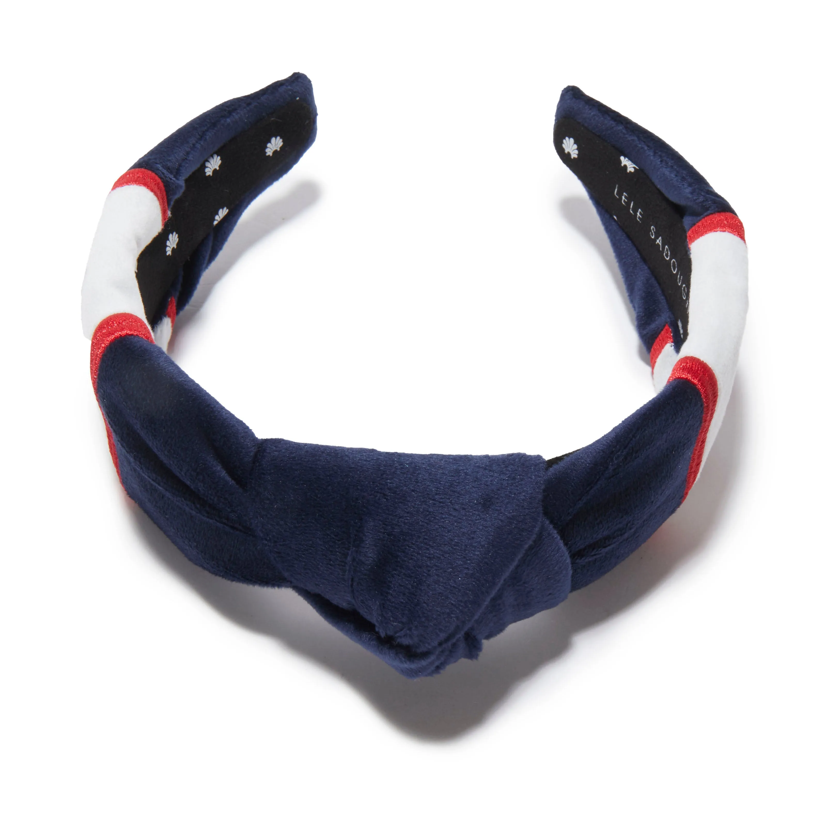 NEW ENGLAND PATRIOTS LELE SADOUGHI X NFL NAVY EMBROIDERED KNOTTED HEADBAND