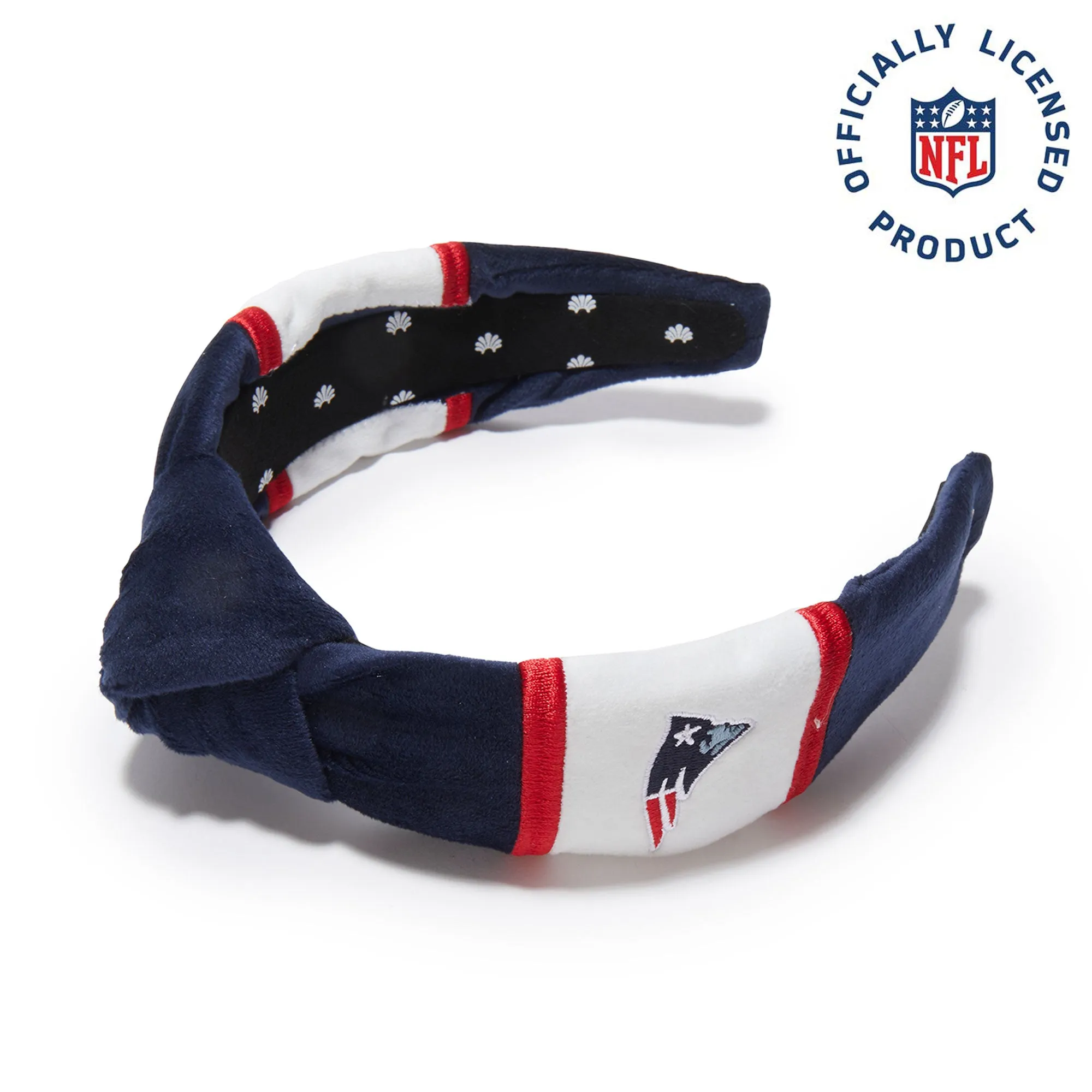 NEW ENGLAND PATRIOTS LELE SADOUGHI X NFL NAVY EMBROIDERED KNOTTED HEADBAND