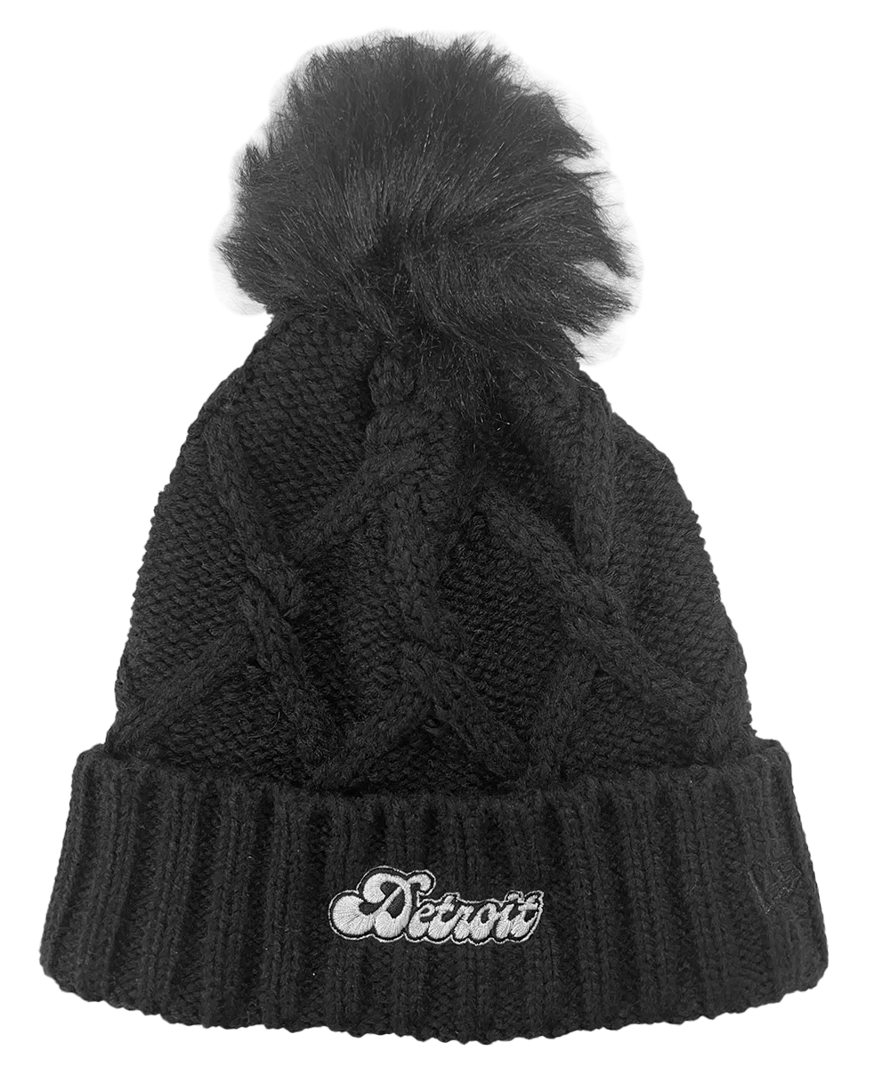 New Era Detroit Faux Fur Pom Beanie