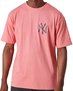 New Era Mens New York Yankees Logo Infill T Shirt Pink