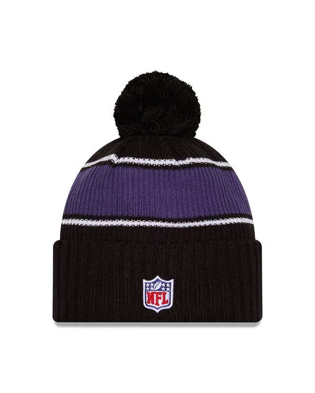 New Era Men's NFL Baltimore Ravens Sideline 24 Sport Pom Knit Toque