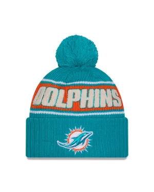 New Era Men's NFL Miami Dolphins Sideline 24 Sport Pom Knit Toque