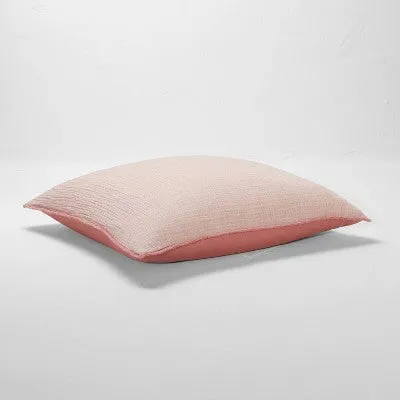 New - Euro Textured Chambray Cotton Pillow Sham Rose - Casaluna