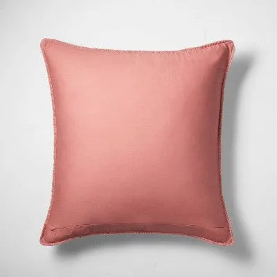 New - Euro Textured Chambray Cotton Pillow Sham Rose - Casaluna