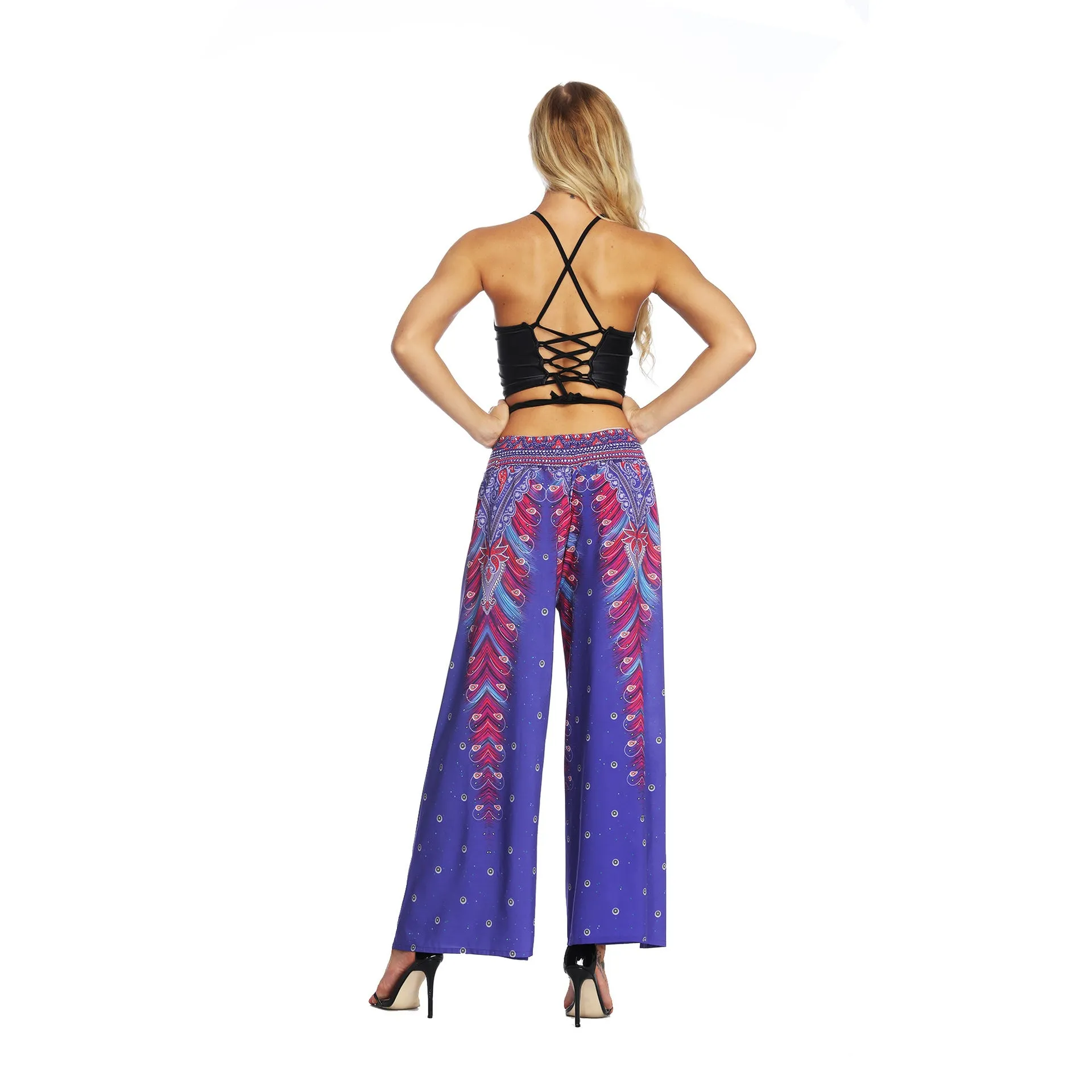 New Fashion Ethnic Digital Printing High-waist Wide-leg Yoga Pants