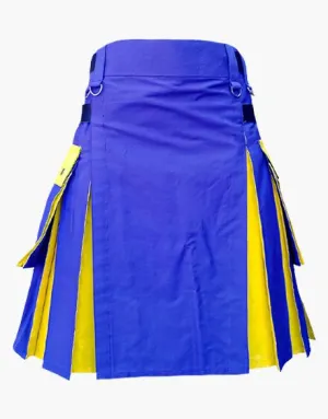 NEW HYBRID KILT IN TWO TONES, BLUE AND YELLOW