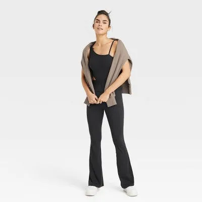 New - JoyLab Women's Full Length Sleeveless Flare Bodysuit Cutout Jumpsuit