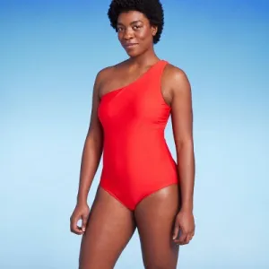 New - Kona Sol Women's One Piece Swimsuit One Shoulder Tummy Control Swimwear