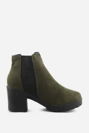 New Look Stretchable Block Heels Ankle Boots | Suede