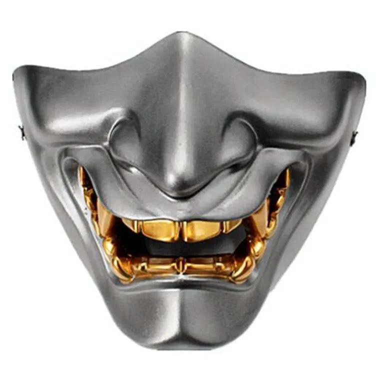 New Mask Game Half Face Airsoft Oni Mask Halloween маска самур Cosplay Evil Demon Kabuki Samurai Hannya Prajna Resin