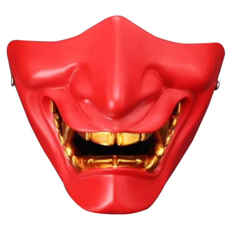 New Mask Game Half Face Airsoft Oni Mask Halloween маска самур Cosplay Evil Demon Kabuki Samurai Hannya Prajna Resin