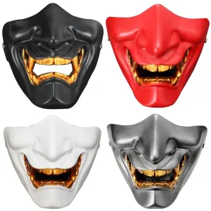 New Mask Game Half Face Airsoft Oni Mask Halloween маска самур Cosplay Evil Demon Kabuki Samurai Hannya Prajna Resin