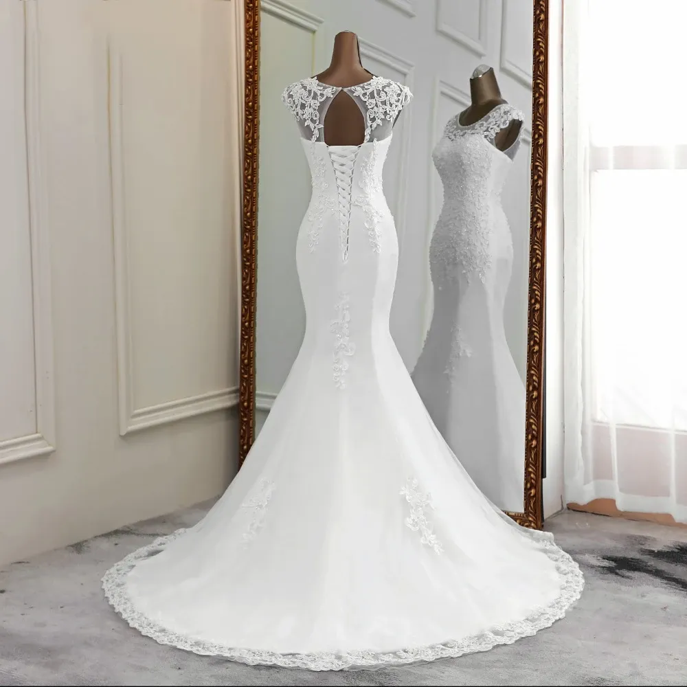 New Mermaid Wedding Dress  Sexy Wedding Gowns Sleeveless Wedding Gown