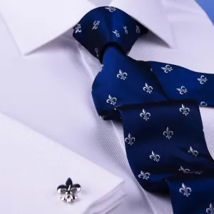 New Navy Blue Italian Fleur-De-Lis Designer Tie 3" Necktie Florentine Accessory