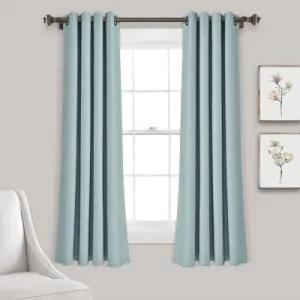 New - Set of 2 (63"x52") Insulated Grommet Top Blackout Curtain Panels Blue - Lush Décor