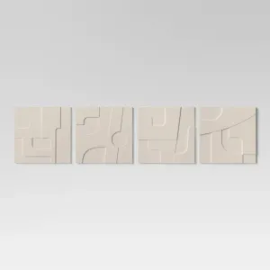 New - (Set of 4) 12" x 12" 3D Decorative Graphic Tiles White - Threshold