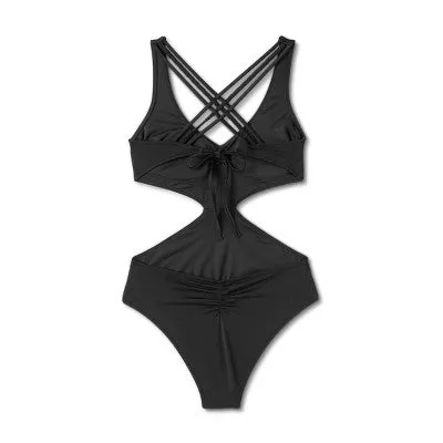 New - Shade & Shore Women's Monokini Strappy Back One Piece Swimsuit