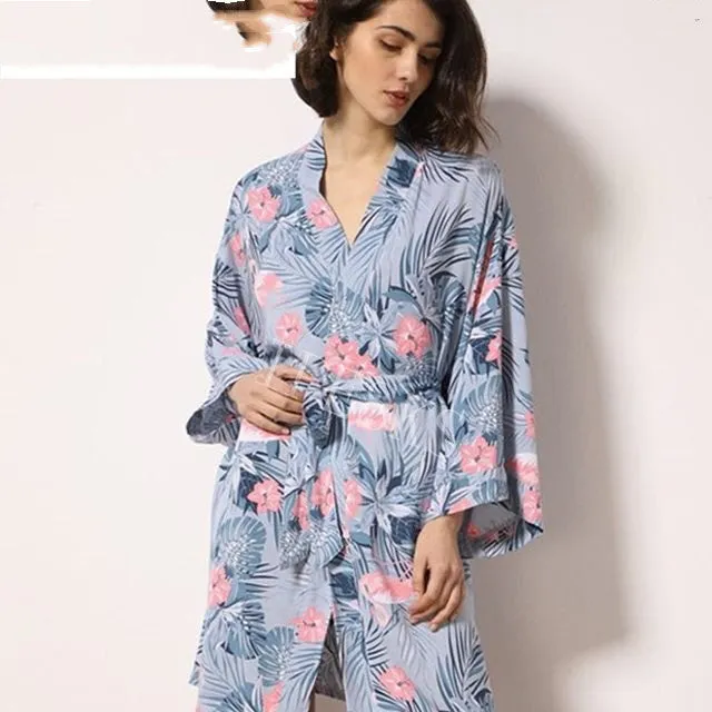 New Sleepwear Robe Spring Thin Cotton-silk Women