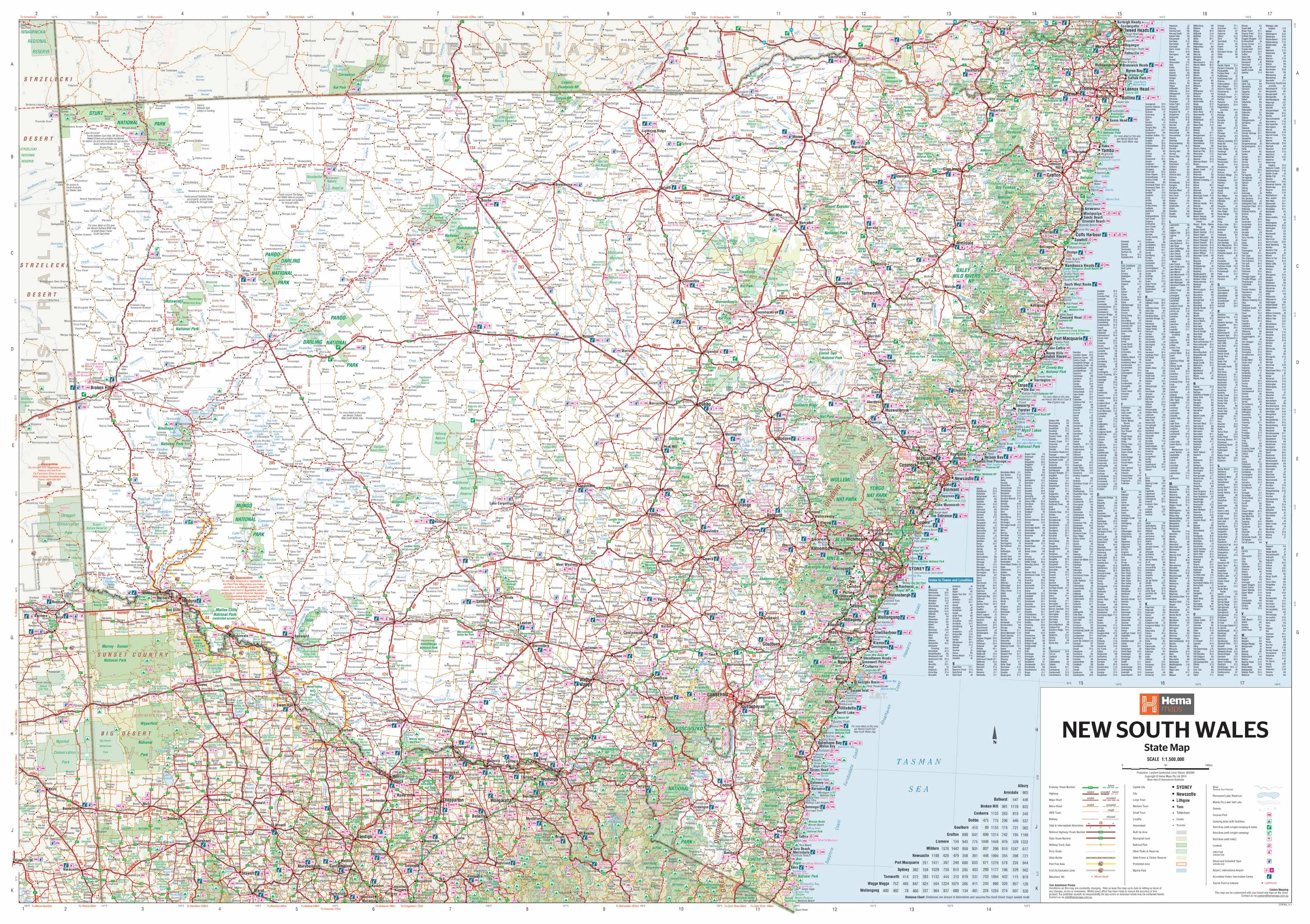 New South Wales Hema 1000 x 700mm Paper Wall Map