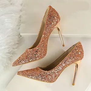 New Style Shiny Sequins Ladies Pumps Shoes