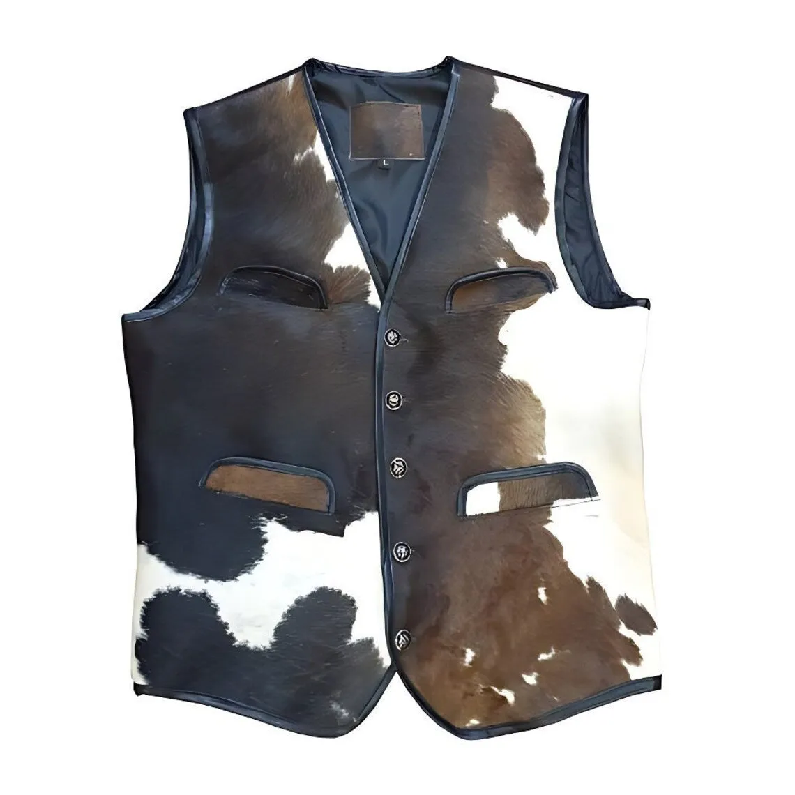 New Vintage Genuine Cowhide Hair On Vest Leather Fashion Western Waistcoat Elegant Looks For Men Cow Hide Leather Jacket-