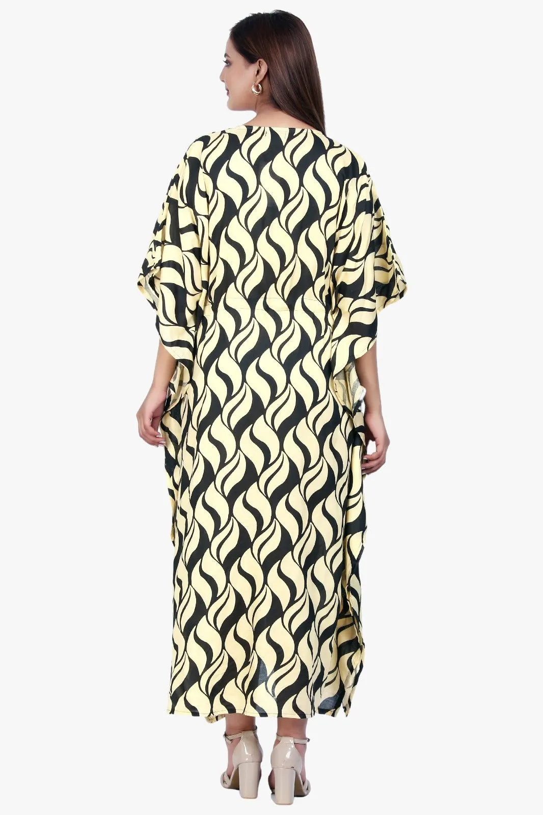 New Women Printed Viscose Holiday Plus Size Summer Kaftan V Neck Free Size