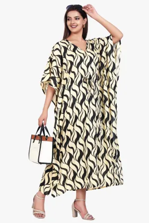 New Women Printed Viscose Holiday Plus Size Summer Kaftan V Neck Free Size