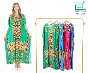 New Women Round Neck Summer Floral Kaftan Dress Free Size