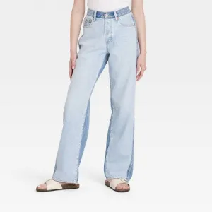 New - Women's Mid-Rise 90's Baggy Two Tone Jeans - Universal Thread