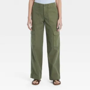 New - Women's Mid-Rise Utility Cargo Pants - Universal Thread Olive Green 10