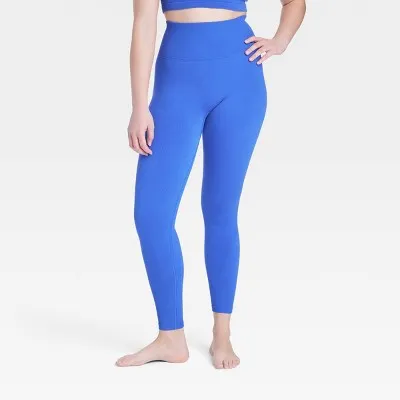 New - Women's Seamless High-Rise Rib Leggings - All In Motion Dark Blue M