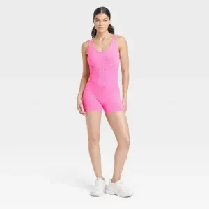 New - Women's Seamless Short Active Bodysuit - JoyLab Pink XL