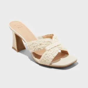 New - Women's Tia Mule Heels - A New Day™ Cream 10