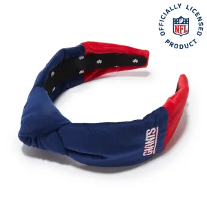 NEW YORK GIANTS LELE SADOUGHI X NFL BLUE RED EMBROIDERED KNOTTED HEADBAND