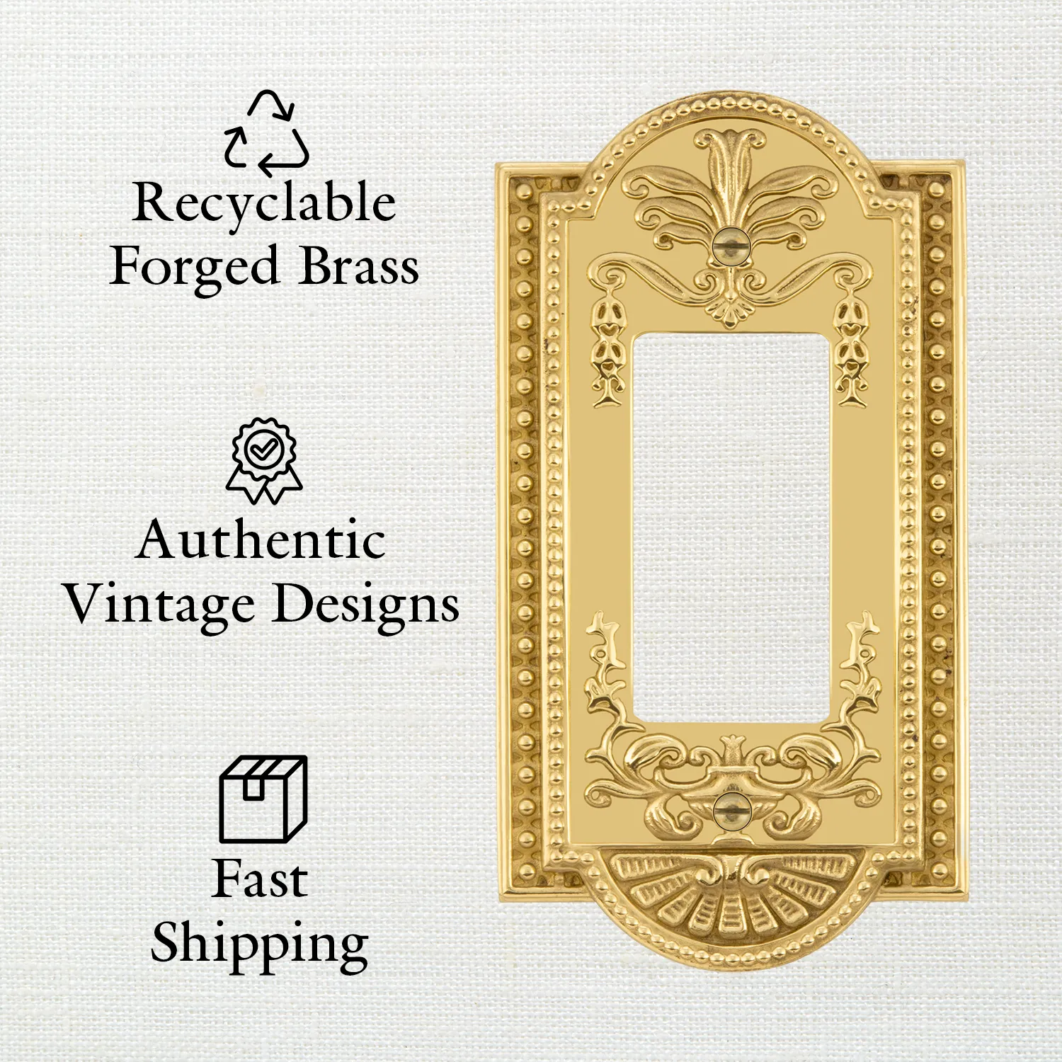 New York Switch Plate with Double Toggle in Polished Brass