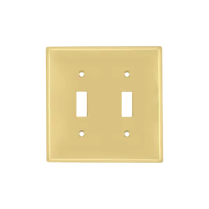 New York Switch Plate with Double Toggle in Polished Brass