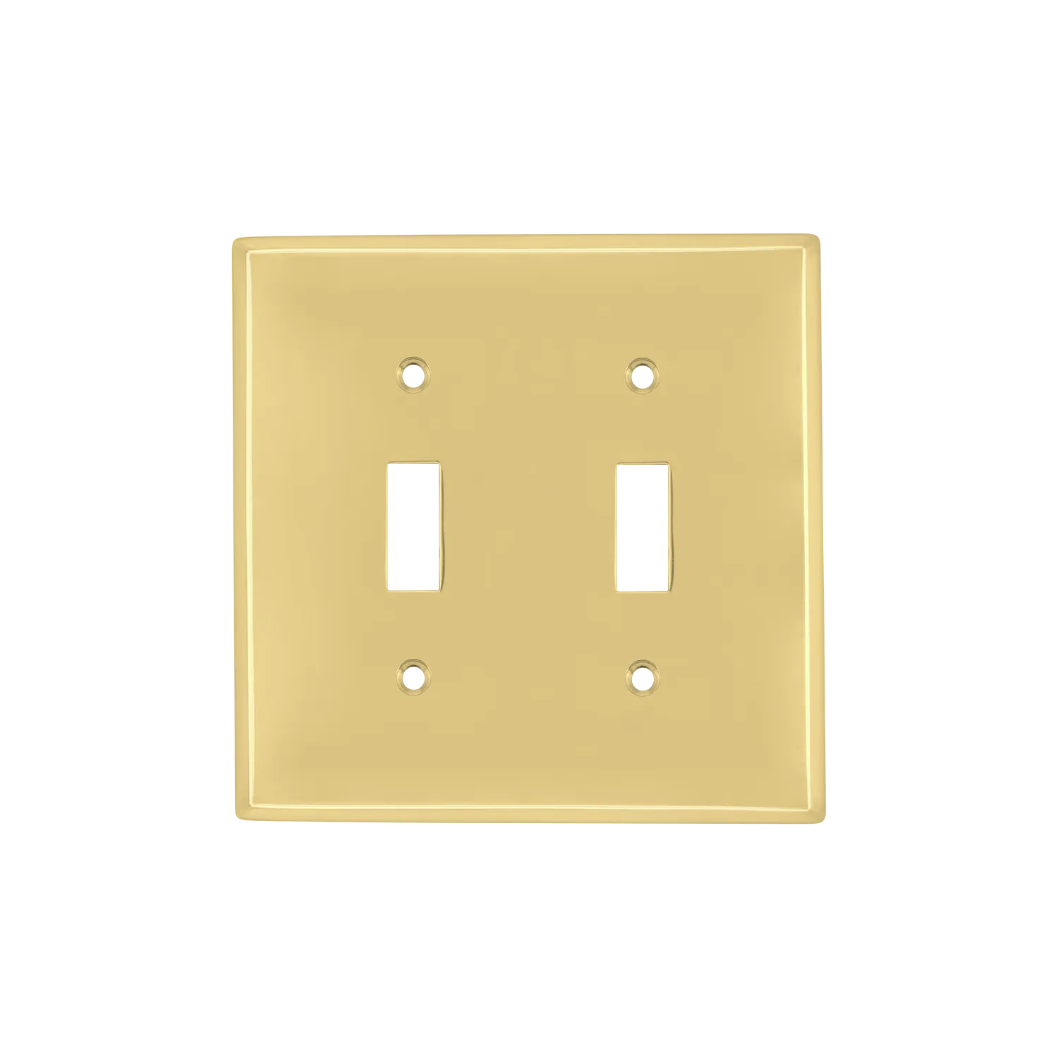 New York Switch Plate with Double Toggle in Polished Brass