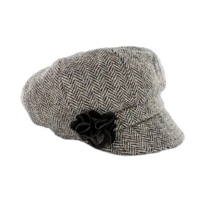 Newsboy Hat - Black Herringbone