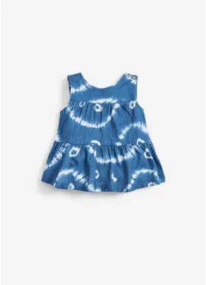 Next Blue Tie Dye Tiered Peplum Vest Younger Girls Top