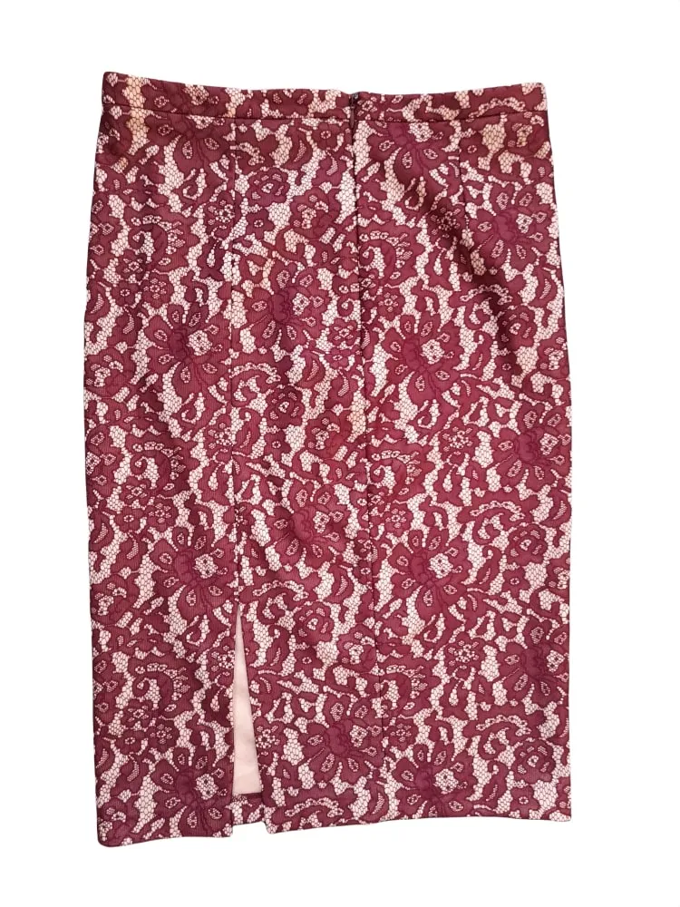 Next Burgundy Floral Lace Womens Skirt