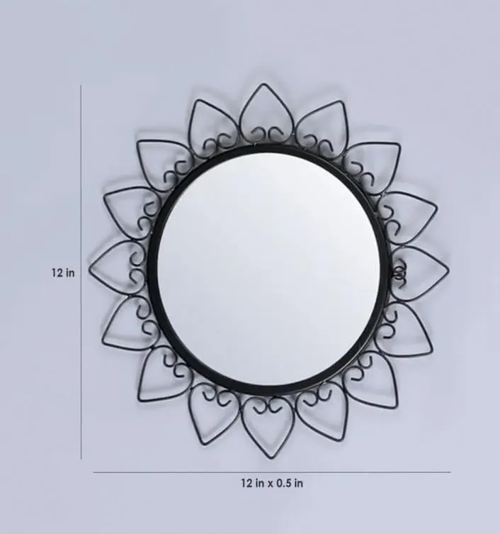 Next in Crafts Modern Desing Round Wall Mirror Metal Studded Frame Wall Hanging/Iron Wall Mounted Perfect for Living Room, Bathroom, Bedroom, Wall Decor Pack of 2