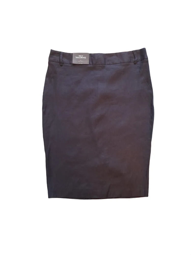 Next Linen Navy Pencil Womens Skirt