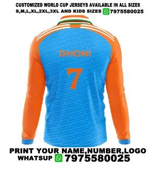 Nextprint MS Dhoni Printed India Cricket 2024 World Cup Jersey Full Sleeve