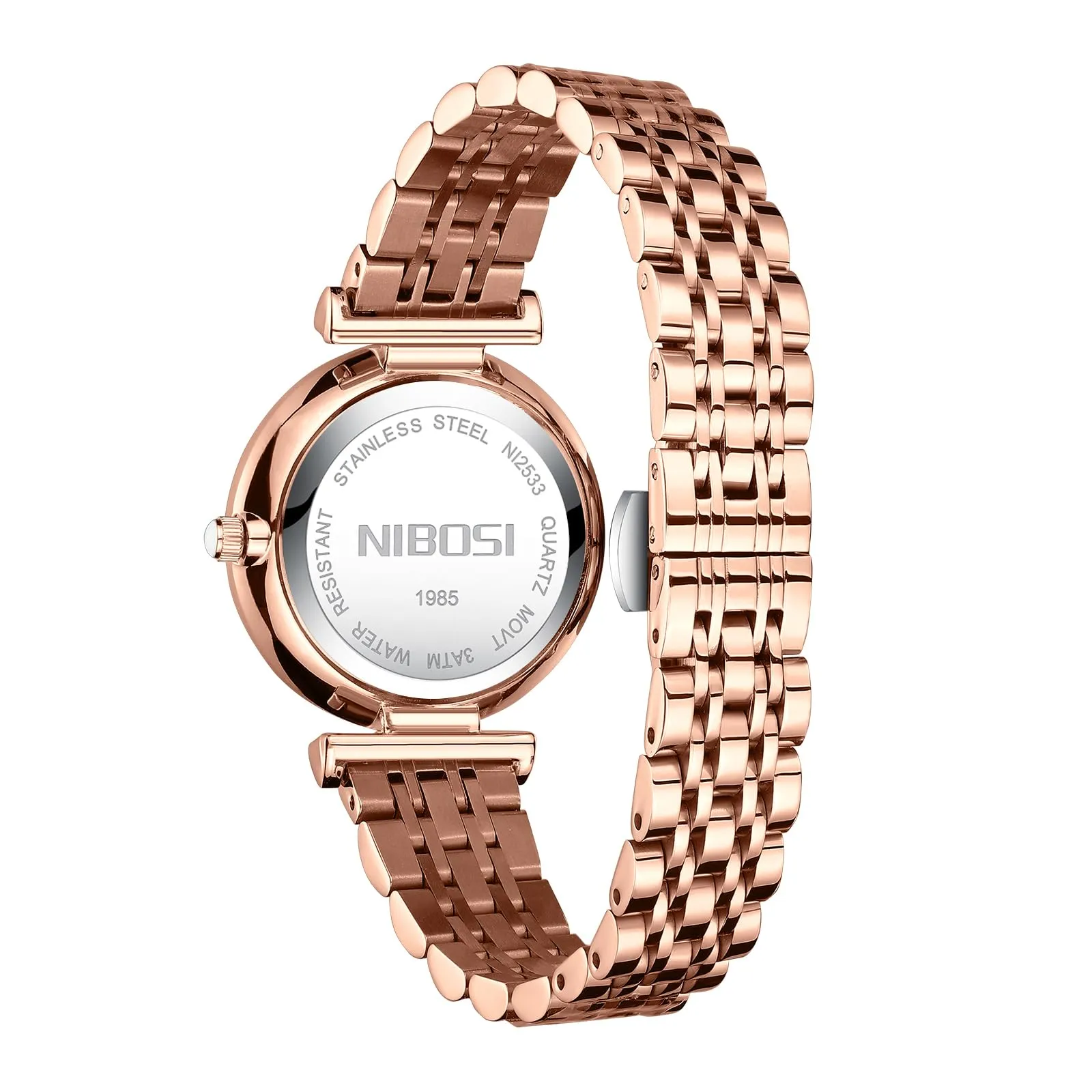 NIBOSI Women Watches Analogue Stainless Steel Wrist Watches for Women's & Girls&Miss&Ladies Rose Gold Dial and Band Watch with Stylish Diamond Studded Watches