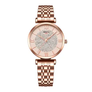 NIBOSI Women Watches Analogue Stainless Steel Wrist Watches for Women's & Girls&Miss&Ladies Rose Gold Dial and Band Watch with Stylish Diamond Studded Watches