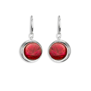 Nicole Barr Silver Round Red Enamel Drop Earrings NW0449C