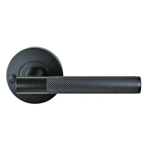 Nidus Knurled Domici Privacy Door Handle Set Matte Black